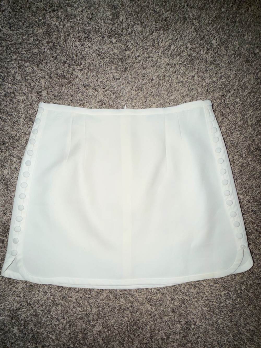 Zara White Mini Skirt with Side Button Trim
